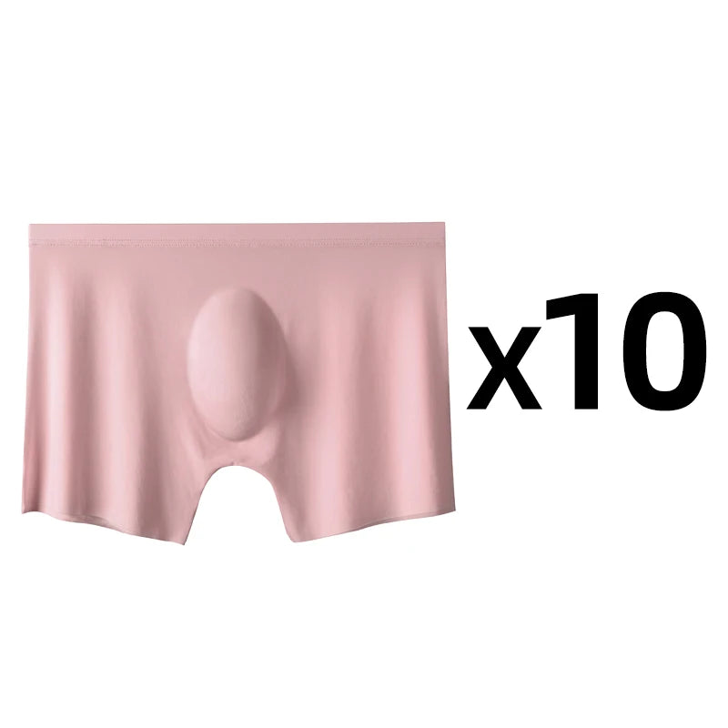 10 Pcs/Lot Men's Summer Ice Silk Boxers Briefs Seamless Underwear Lingerie Underpants Shorts Ultra-thin Breathable Sexy Panties