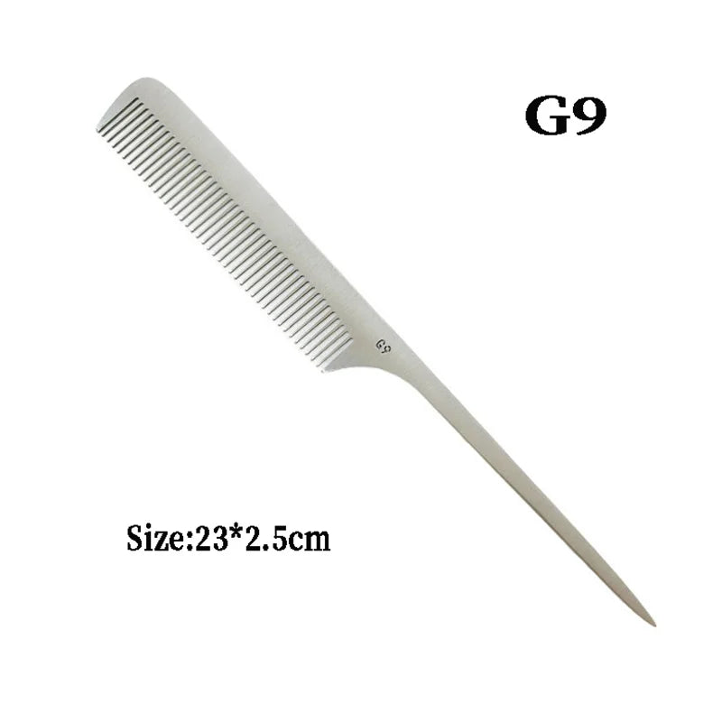 Stainless Steel Silver Metal Barber Comb Professional Hairdressing Salon Combs Detangling Hair Cutting Tools For Men And Women