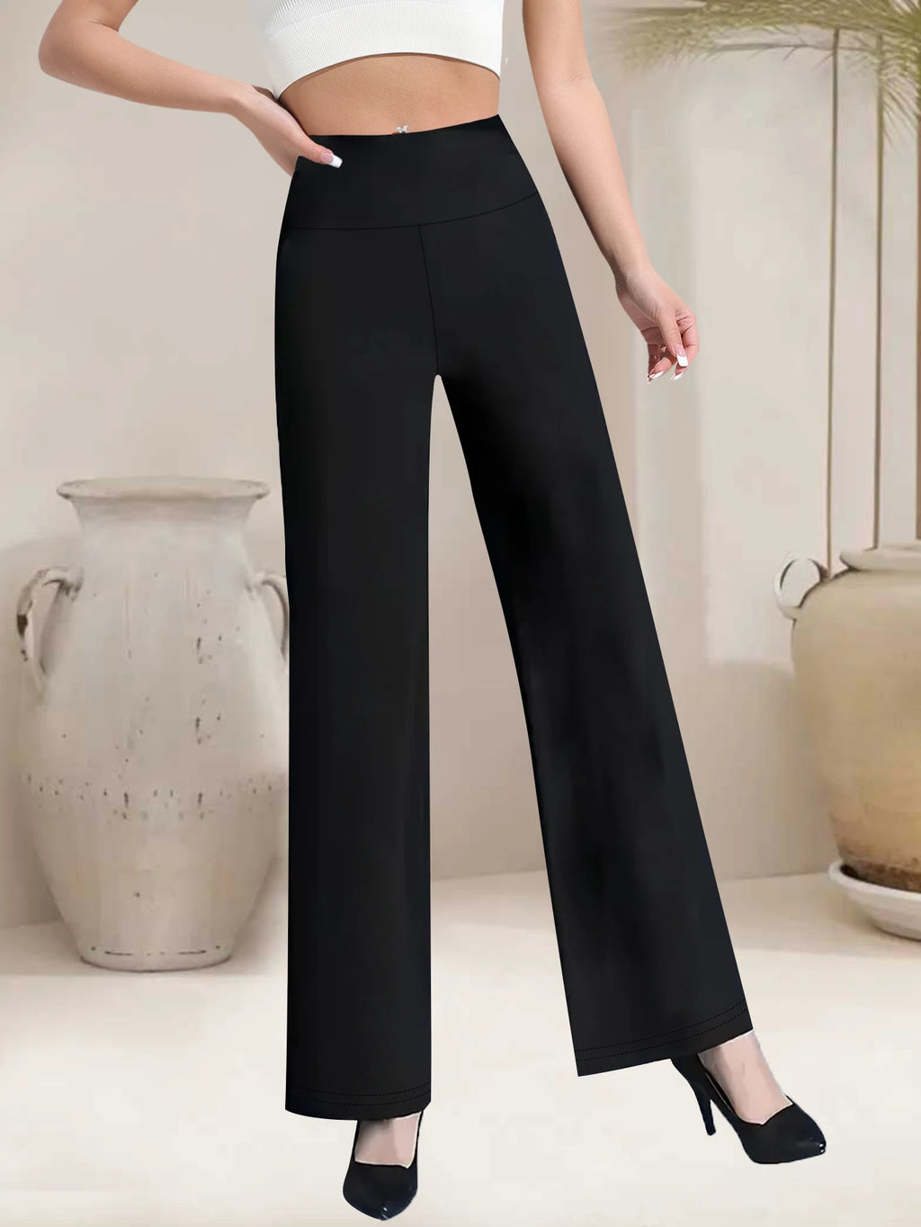 1 pair of high waisted straight leg pants - elegant pants for women, versatile for spring, summer, autumn, winter, office wear