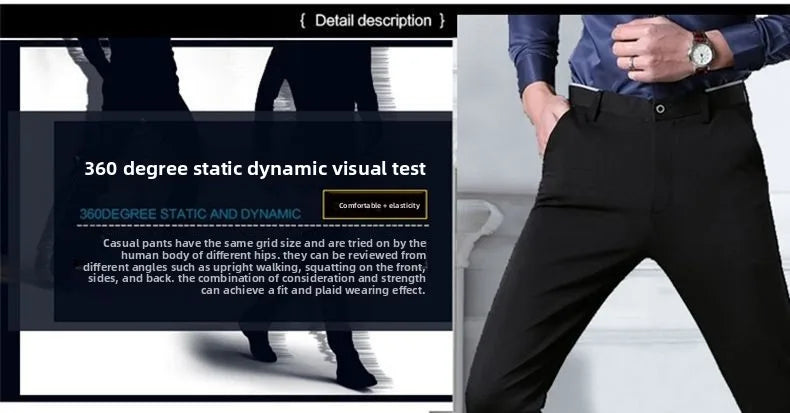 Elastic Waist Dress Pants Men, Professional Office Trousers Wrinkle Resistant, Spring Autumn Slim Fit Thin Business Chino Pants