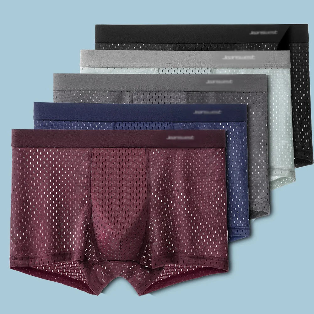 5pcs Men's underwear Men's 3D mesh boxer briefs perspiration breathable quick drying Comfort Sports Fitness plus size