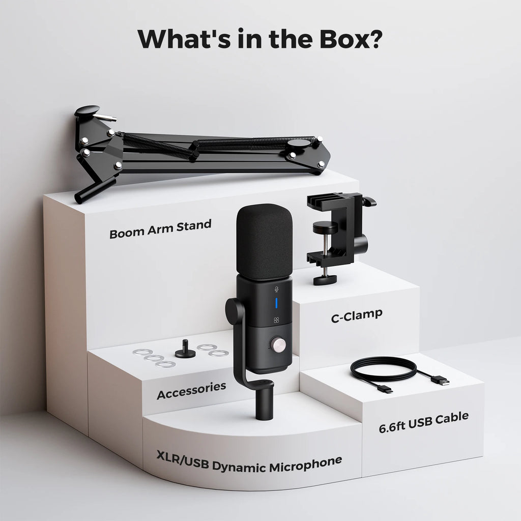 NearStream USB XLR Dynamic Microphone Boom Arm Professional PC Mic for Gaming Studio Set Podcast Recording Streaming Microphone