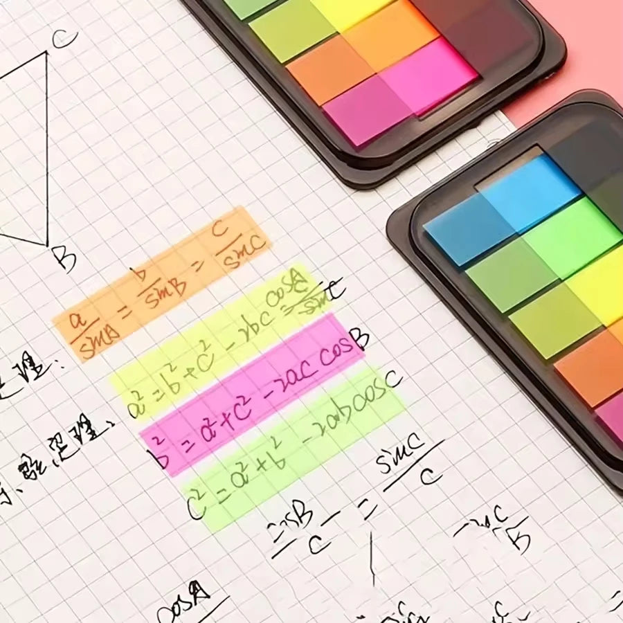 100 Sheets of Waterproof Colored Transparent Sticky Notes , Pads for Planner Home & Office School  Mini Self-Adhesive Post Note