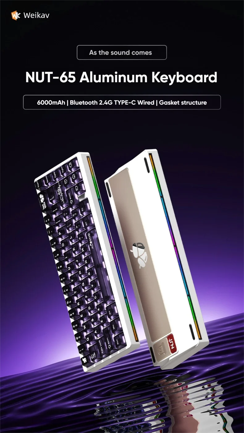 Weikav Lucky65 V3 Lucky65 V2 NUT65 Wireless Aluminum Mechanical Keyboard Kit 60% Bluetooth 2.4G Wired RGB Hotswap Gamer Keyboard