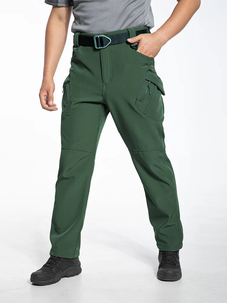 Men's Fleece Lined Winter Warm Tactical Pants Waterproof Hiking Casual Thermal Work Cargo Pants Insulated Skiing Outdoor Sports