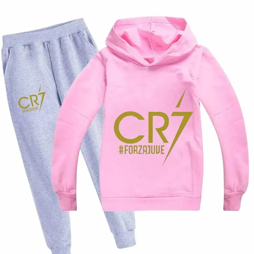 3-12 Years Kid's Clothes Hoodie +Pants Suit 2pcs Set Boy Tracksuit Spring Autumn Sweatshirt Set Football CR7 Children Sportsuit