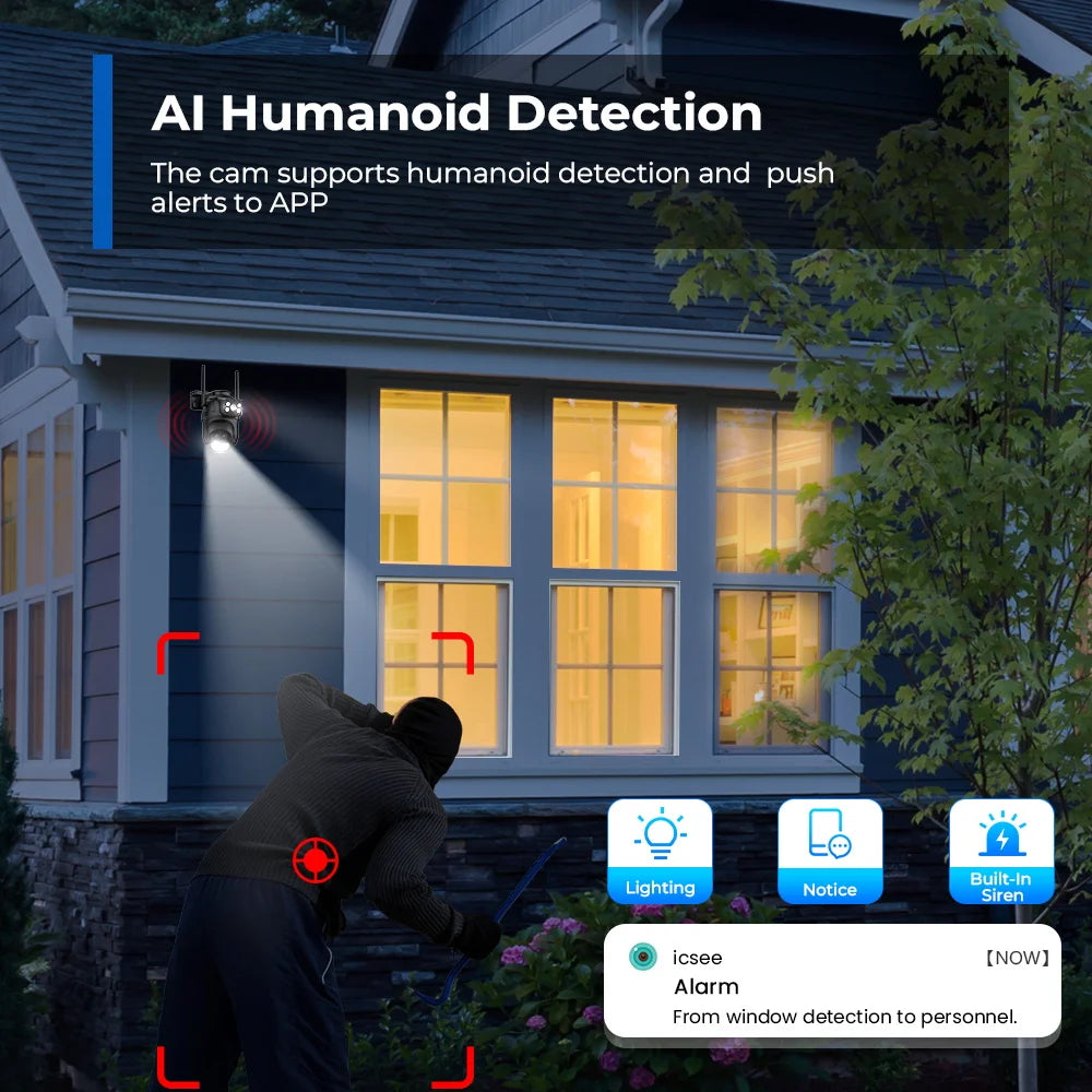 12MP 6K HD WiFi IP Camera Outdoor 8X Zoom Three Lens Dual Screen PTZ Camera Auto Tracking 6MP Security CCTV Surveillance Camera