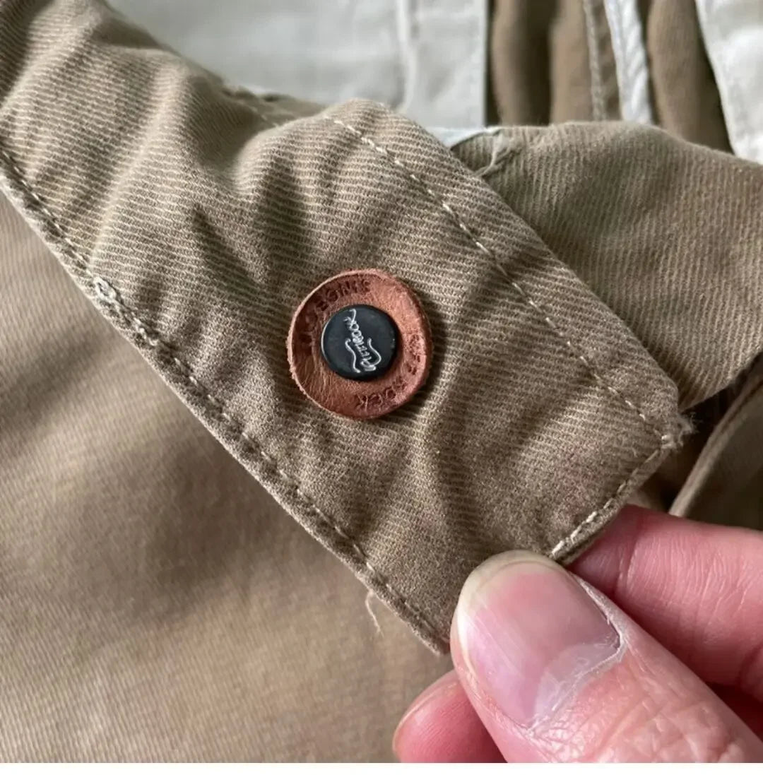 American Style Pure Cotton Heavy Duty Cargo Pants for Men Anti-Dirt Anti-Wear Loose Straight Leg Casual Pants Footwear