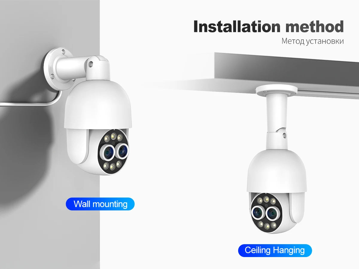 Techage HD 8MP POE IP Camera Outdoor Audio Dual Lens CCTV Video Smart AI Security Camera PTZ Security Surveillance System NVR