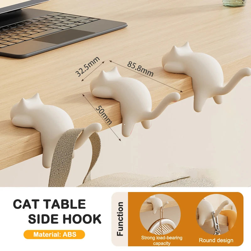 Cute Cat Bag Hook Portable Table Hook Handbag Backpack Organizer Holder for Home Office Desk Side Decor Travel Bag Hanger
