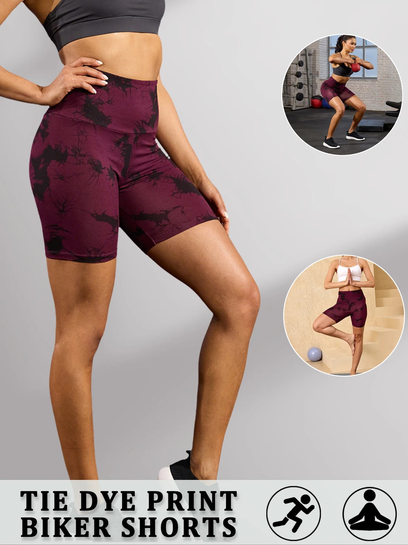 Super Soft High Waisted Tie Dye Print Sport Biker Shorts for Women No See Running Yoga Athletic Push Up Gym Shorts