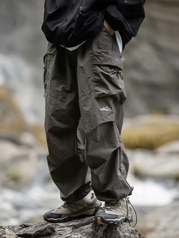 Vintage Baggy Hiking Cargo Pants Men Waterproof Casual Sport Jogging Sping Summer Parachute Pants Outdoor Wide leg Trousers