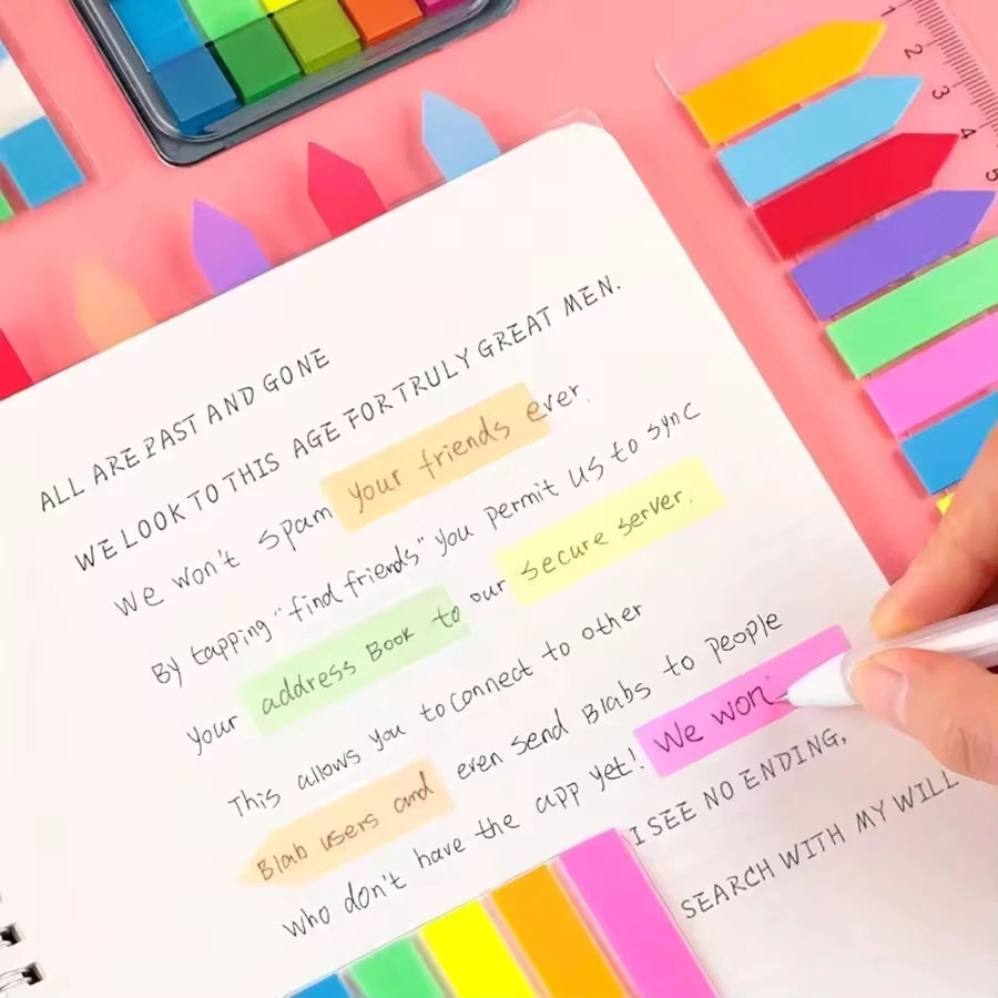 100 Sheets of Waterproof Colored Transparent Sticky Notes , Pads for Planner Home & Office School  Mini Self-Adhesive Post Note