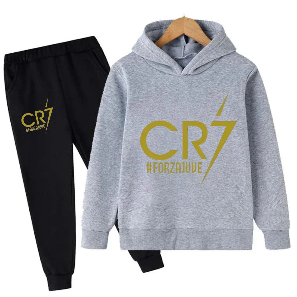 3-12 Years Kid's Clothes Hoodie +Pants Suit 2pcs Set Boy Tracksuit Spring Autumn Sweatshirt Set Football CR7 Children Sportsuit