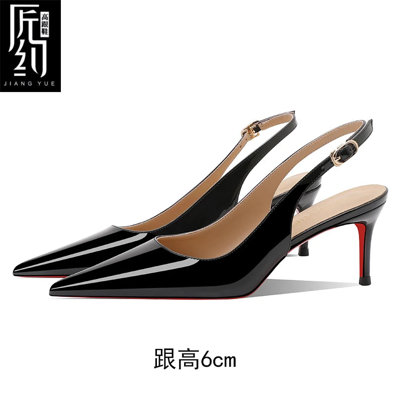 Women Heeled sandals Red Shiny Bottoms Naked color luxury Brand Hollow 2025 Elegant High Heels Sexy Slingbacks Ladies Shoes Wome