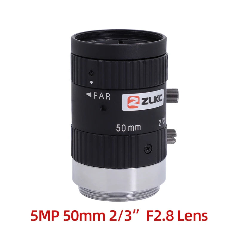 ZLKC 5MP C Mount 8mm 12mm 16mm 25mm 35mm 50mm Lens 2/3 Inch FA Machine Vision Industrial Camera Manual Iris Low Distortion F1.8