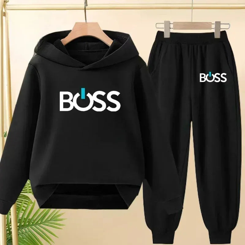 Spring Autumn Children Clothes Leisure Letter Print 2pcs Hoodie+Pants Tracksuits 3-13 Years Boys Girls Outfits Streetwears