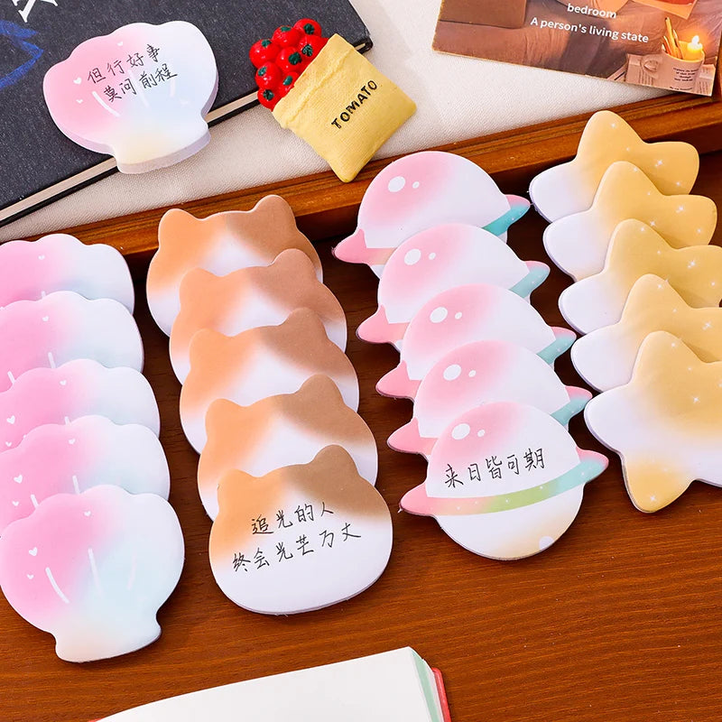 60Sheets Cartoon Gradient Memo Pads Scrapbooking Sticker School Supplies Post Sticky Notes Office Stationery