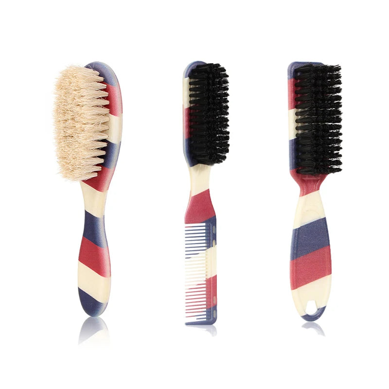 3 Pieces Portable Barber Fade Brush Set Barber Blade Cleaning Brush Clipper Brush Hair Styling Brush for Men Salon Hair Cutting