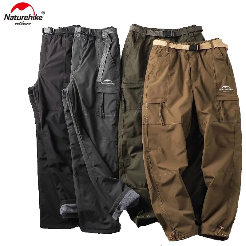 Naturehike Tooling Pants Thick Waterproof Fleece Cargo Pants Men Women Outdoor Multi-pockets Loose Straight Overall Trousers