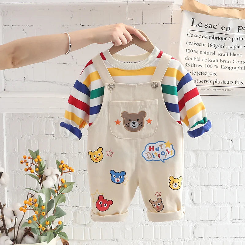 New Spring Autumn Baby Boys Clothes Suit Children Girls T-Shirt Overalls 2Pcs/Set Toddler Casual Cotton Costume Kids Tracksuits