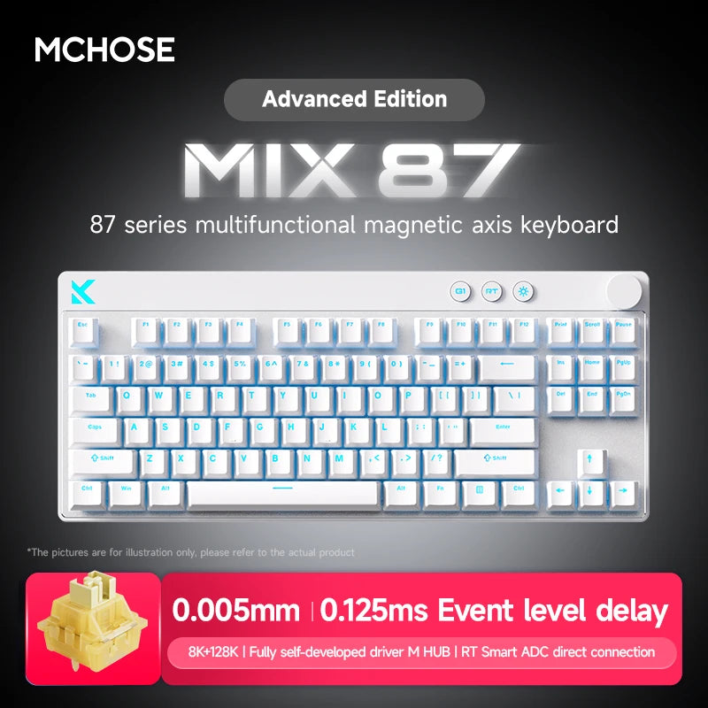 MCHOSE MIX87 Wired Gaming Keyboard Magnetic Swtich Keyboard 8K+256K Esport 0.08ms Low Latency E-Sports Custom Gamer Accessories