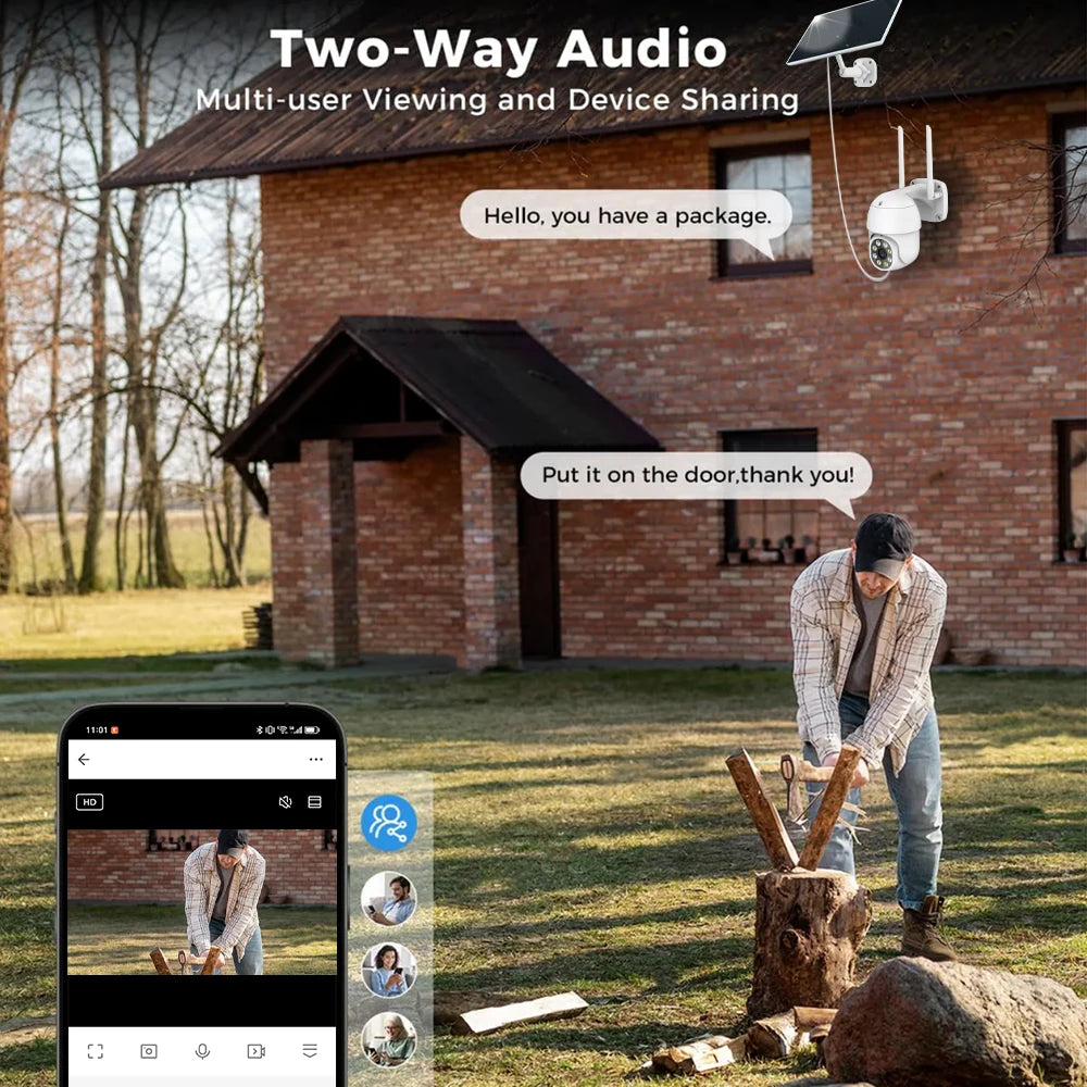 Tuya Smart Life APP 3MP WiFi Battery Solar Motion Tracking Site Patrol PIR Surveillance Security Outdoor PTZ Color Light Camera