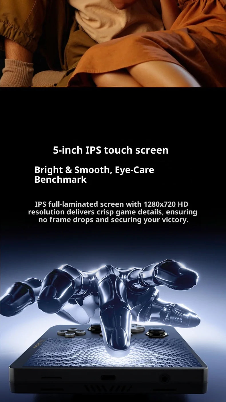 2025 New E5ultra Handheld Game Console With Dual Systems 6+128 Running Memory Cloud Gaming 5-Inch Ips Hall Joystick Game Console