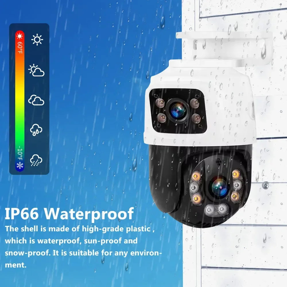 8MP 4K Dual Lens POE IP Camera PTZ Dual Screens Smart Home 360° Wired Video Surveillance IP Camera Motion Detection CCTV ICsee