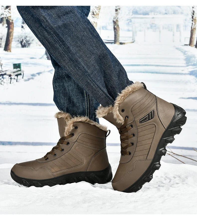 2024 New Winter men boots  Slippers Warm Men Shoes Waterproof Non-Slip Plush Sneakers Male  leather Boots Plus size  48