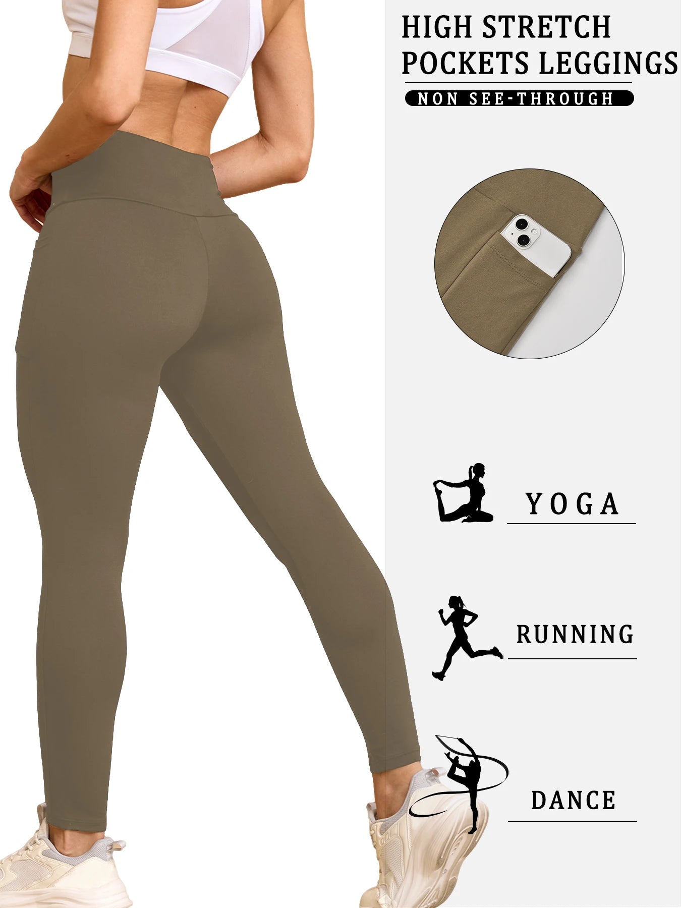 Super Soft Leggings with Pockets for Women，High Waisted Tummy Control Workout Yoga pants