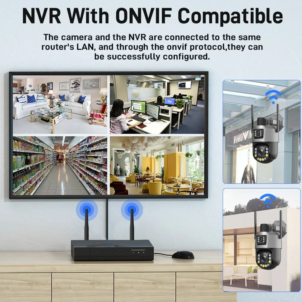 8MP 50X Zoom PTZ Camera Wifi Dual Lens 4K 20X Outdoor Surveillance Camera 393ft Ultra Long IR Vision Distance ONVIF Security