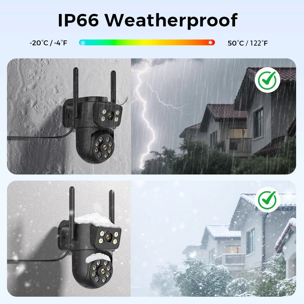 ANBIUX 4K 8MP WiFi Surveillance Camera 4MP 4X Digital Zoom PTZ IP Dual Lens AI Human Detect Outdoor Security Camera ICSEE App