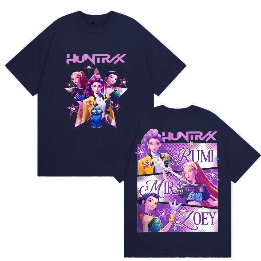 K-pop Demon Hunters Rumi Mira Zpey 2025 Film Graphic T-Shirt Men Women Harajuku High Quality Fashion Casual Sweatshirt Unisex