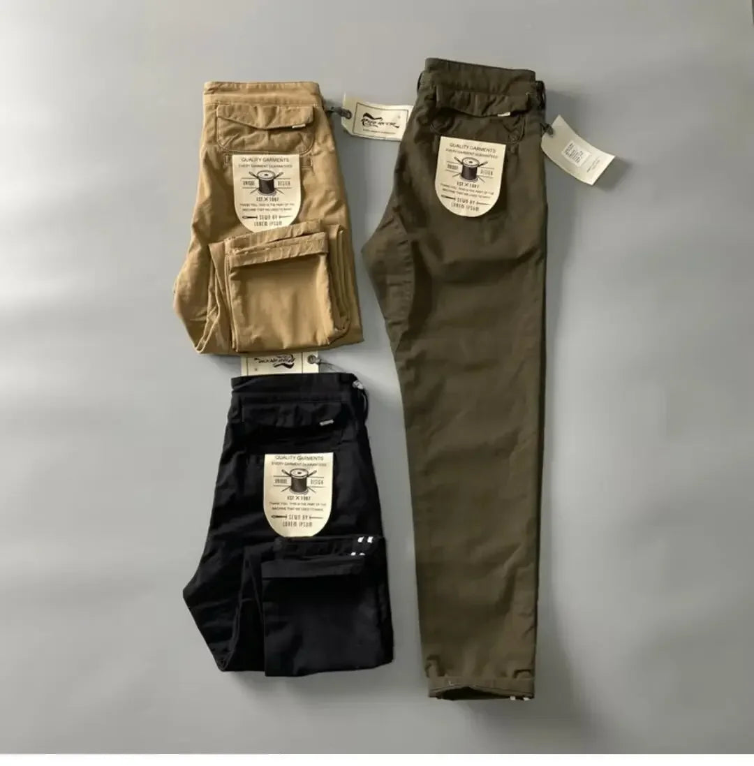 American Style Pure Cotton Heavy Duty Cargo Pants for Men Anti-Dirt Anti-Wear Loose Straight Leg Casual Pants Footwear