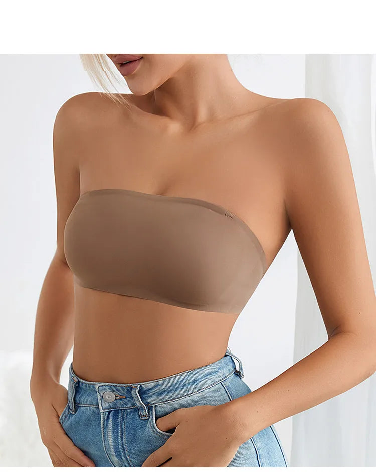 1Pc/3Pcs/Pack New Design Removable Padded Soft Ice Silk Traceless Women Wire Free Seamless Bra For Women Strapless Bra