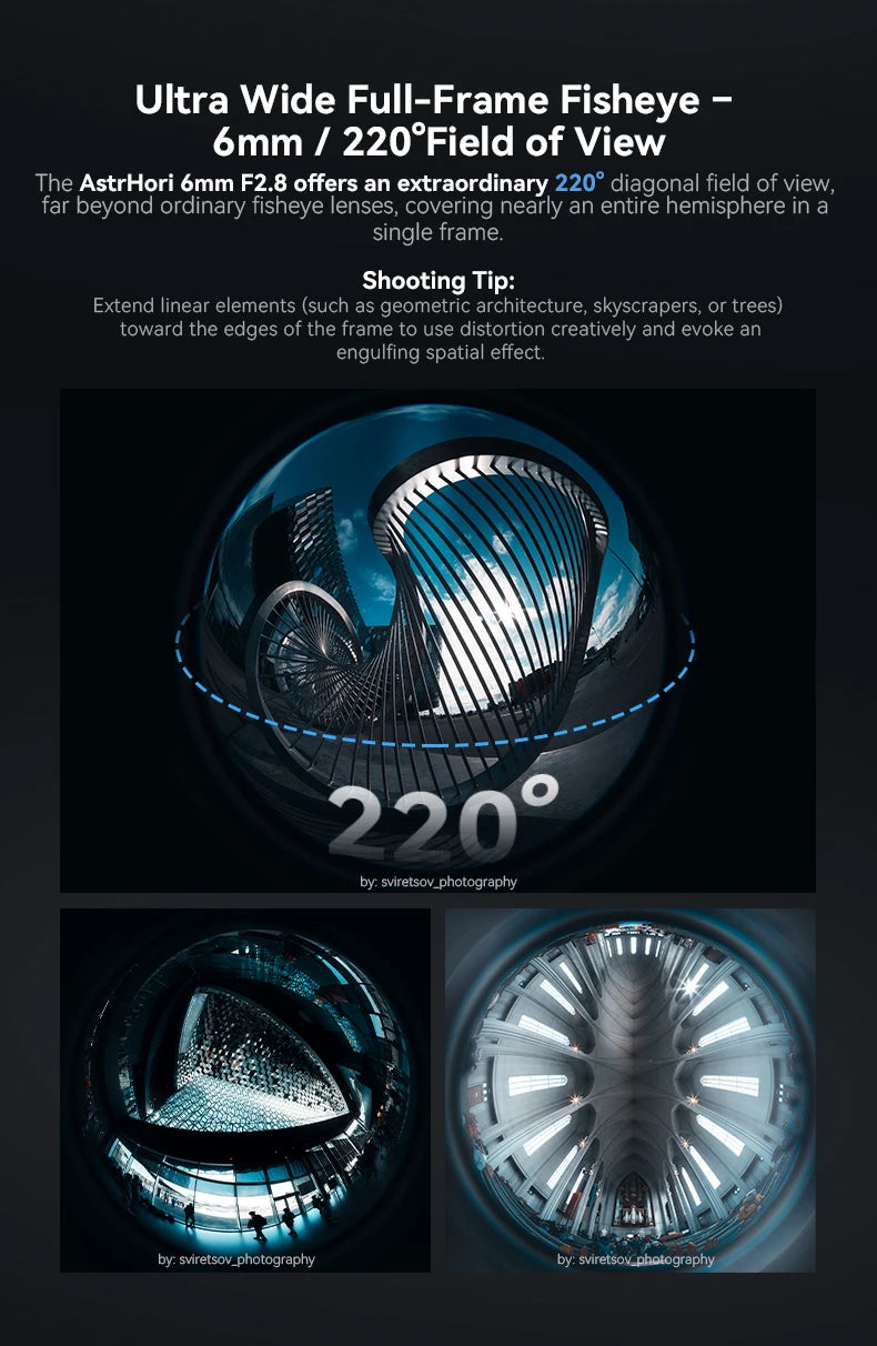 AstrHori 6mm F2.8 Full Frame Circular Fisheye Lens Manual Focus Ultra-wide Angle Camera Lens for SONY E NIKON Z CANON RF L Mount