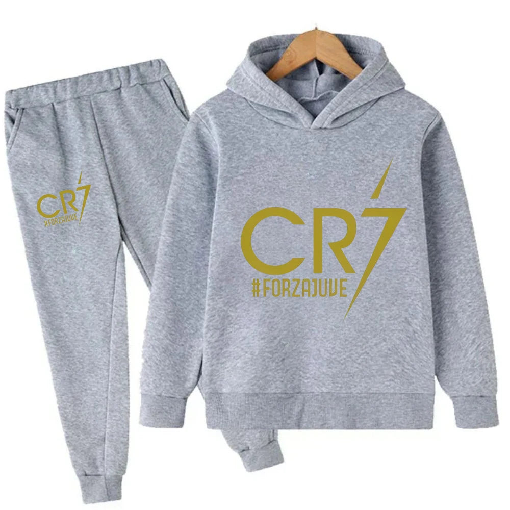 3-12 Years Kid's Clothes Hoodie +Pants Suit 2pcs Set Boy Tracksuit Spring Autumn Sweatshirt Set Football CR7 Children Sportsuit