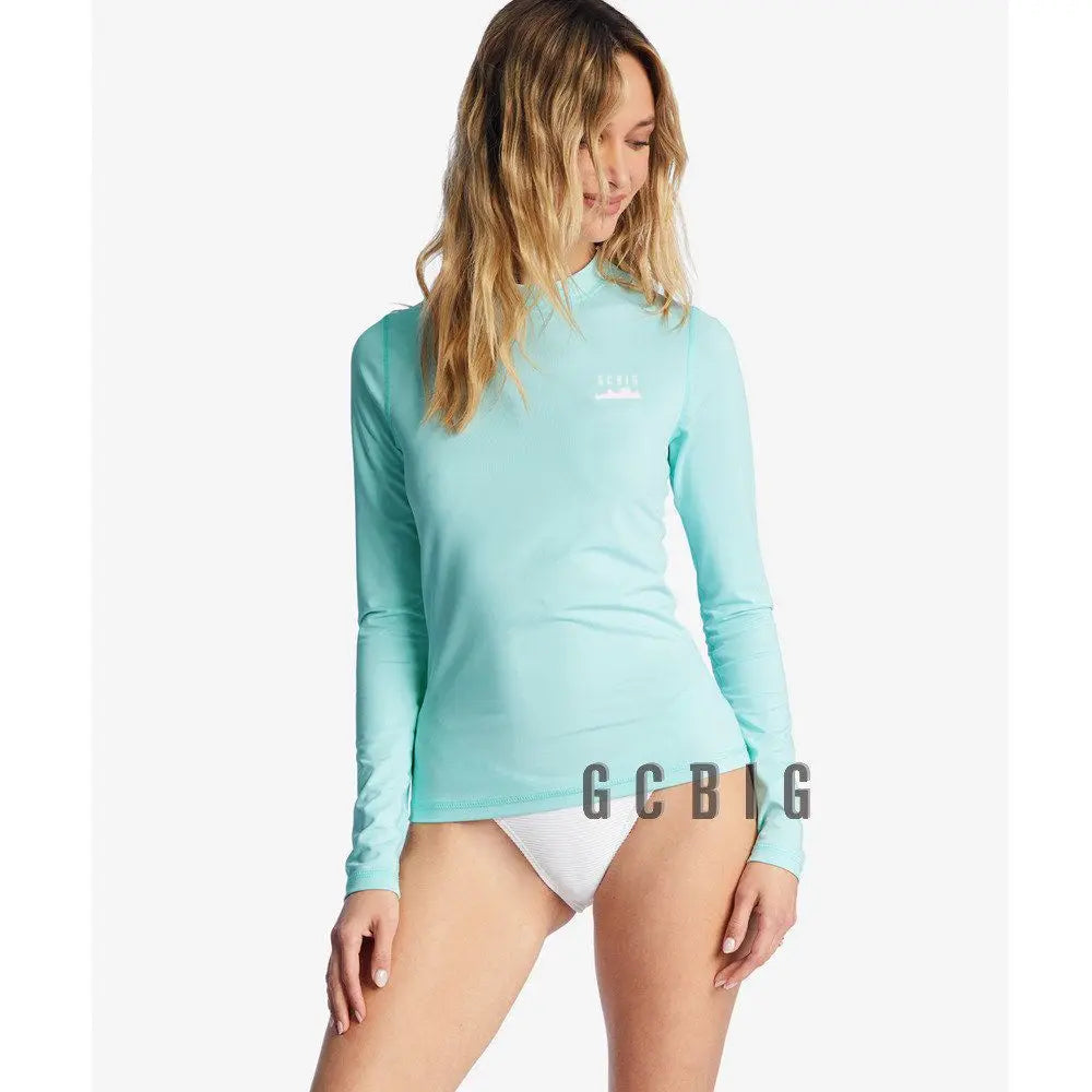 Women Surf T-Shirt Gym Clothes Swimwear Long Sleeve Swim Floatsuit Tops Uv Swimming Tight Rash Guard Surfing Suit Camiseta Surf
