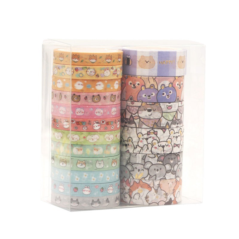 18 pcs/set Kawaii Animals Face Cartoon Washi Tape Set Masking Tapes Scrapbooking Diy Journal Stationery School Supplies Gift
