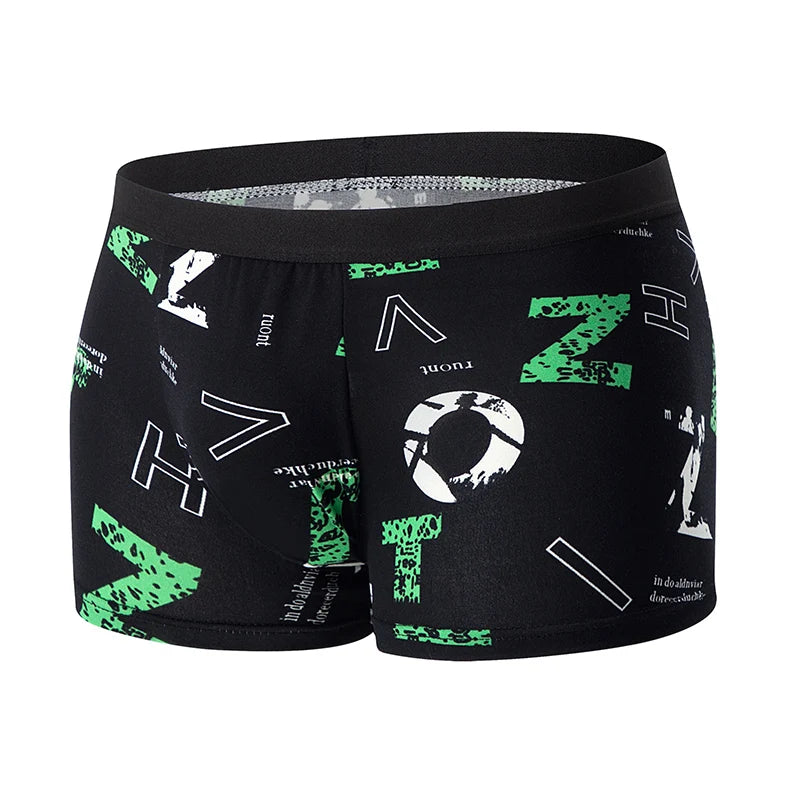 4-piece Set Of Men's English Letter Printed Underwear Breathable Fashionable Comfortable Plus Size Teenage Boxer Shorts Trendy