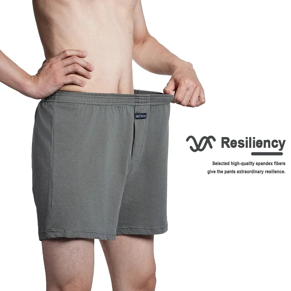 Men's Pure Cotton Boxer Shorts Underwear High Waist Big Underpants Casual Plaid Plus Size Aro Pants Pajama Bottoms at home M-3XL