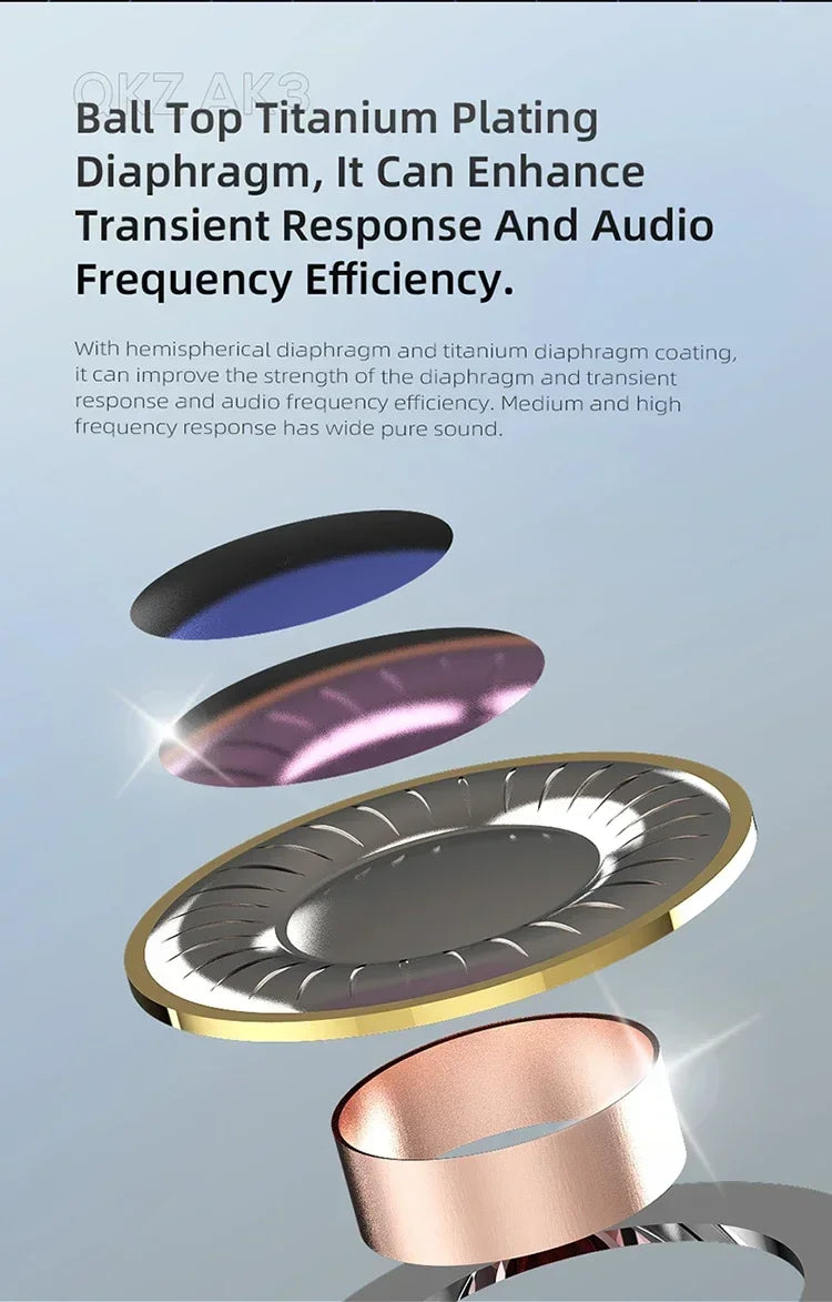 QKZ AK3 FiLe Wired Earphone Microphone HiFi Music Monitor Bass Headphones Noise Cancelling Headset for Sport  Gaming Accessories