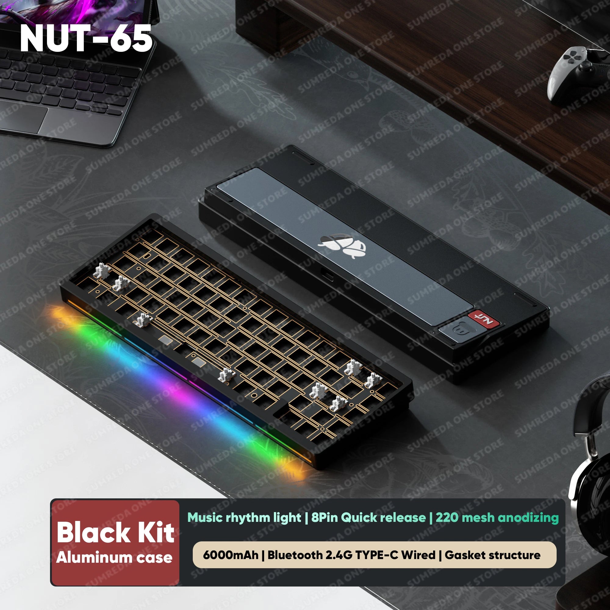 Weikav Lucky65 V3 Lucky65 V2 NUT65 Wireless Aluminum Mechanical Keyboard Kit 60% Bluetooth 2.4G Wired RGB Hotswap Gamer Keyboard