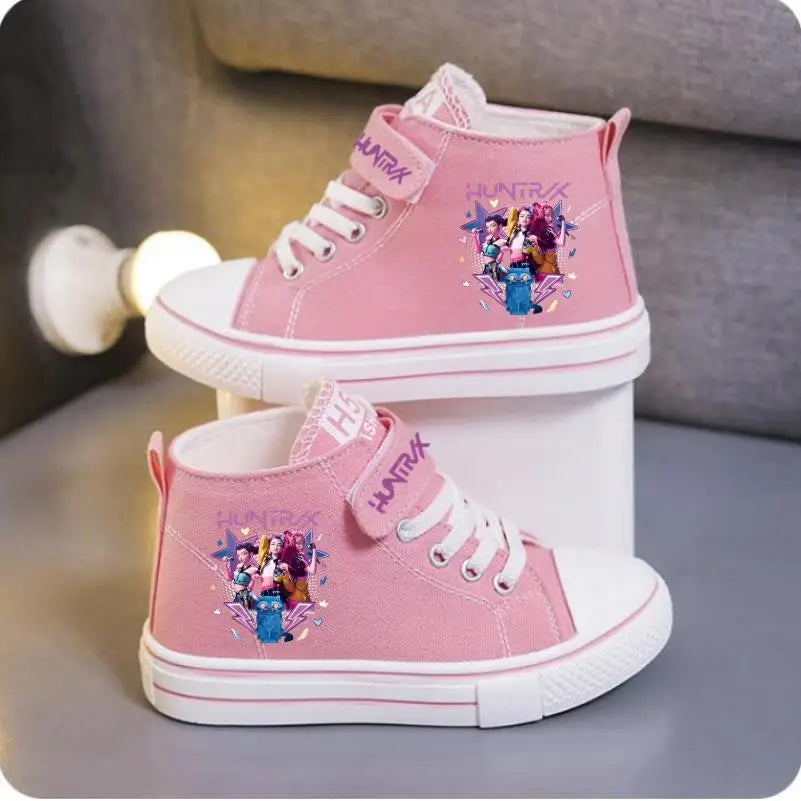 New KPop Demon Hunters Rumi Children's Canvas Shoes For Girls Boys High Top Shoes  Kids Sneakers Casual Tennis Shoes 23-36 Size