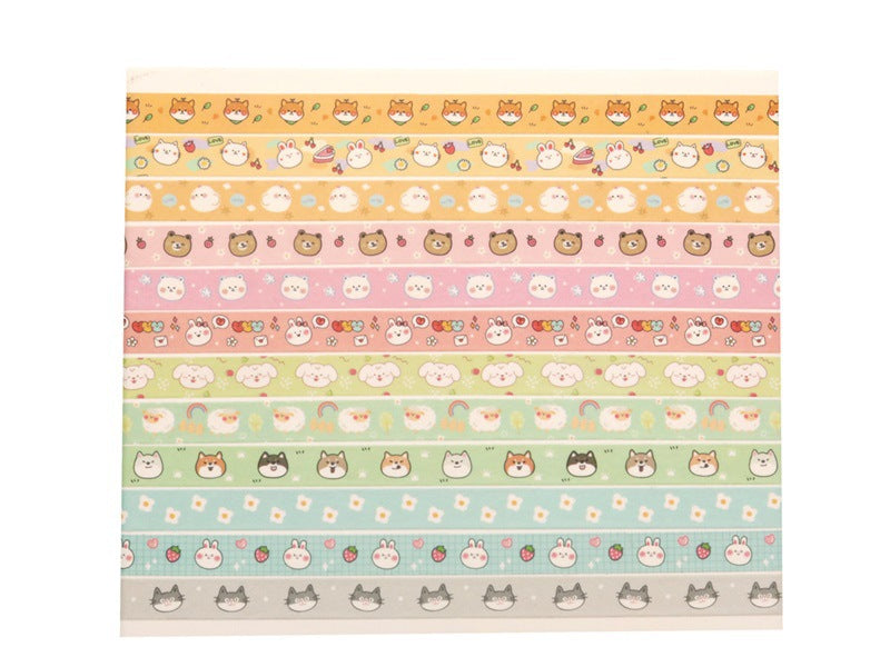 18 pcs/set Kawaii Animals Face Cartoon Washi Tape Set Masking Tapes Scrapbooking Diy Journal Stationery School Supplies Gift