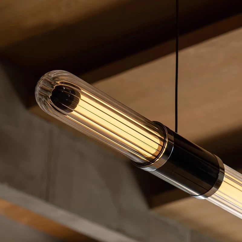 Italian Nordic minimalist and versatile long glass pendant lamp, dining table lamp, office desk lamp, coffee shop pendant lamp