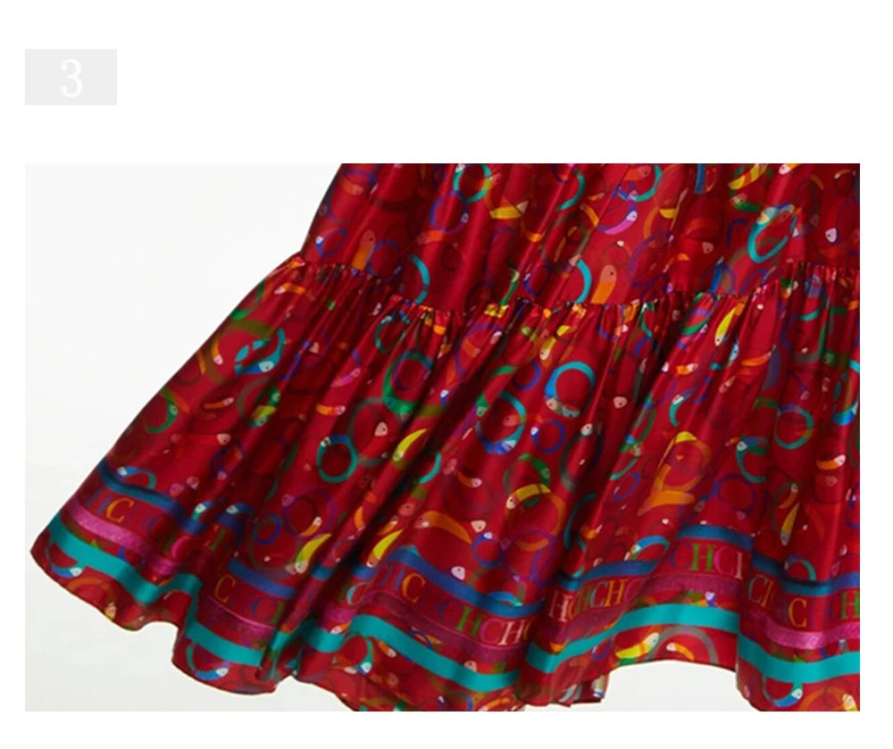 CHCH 2024 Women Elegant Floral Print Long Dresses Summer Midi V Neck Lace-up Dress Female Casual Short Sleeve Dress Vestidos