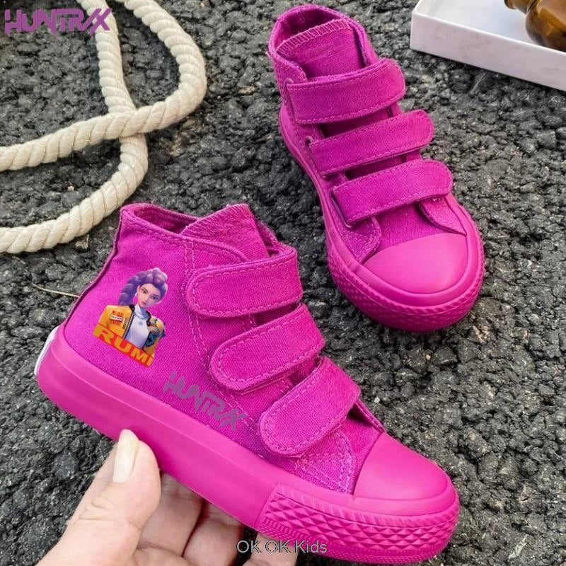 Hot KPop Demon Hunters Rumi Children's Canvas Shoes High-Top For Girl Kids Sneakers Breathable Sports Shoes Student Tennis Shoes