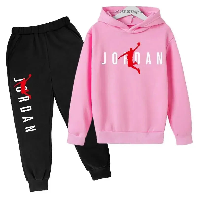 Kids 2pcs Hoodie Pants Tracksuit Set Letter Print Leisure Streetwear Spring Autumn Clothing for Boys And Girls 3-13 Years